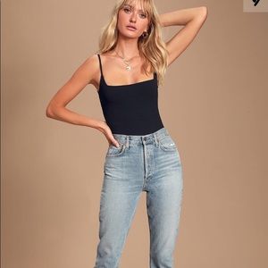 Lulu’s Danyelle Black Ribbed Sleeveless Bodysuit